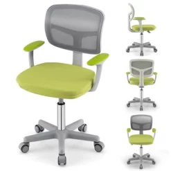 Tangkula Kids Desk Chair Adjustable Height Children Study Chair W/Auto Brake Casters Blue / Pink -Tangkula GUEST 6810c5a9 6a1f 40d8 b252 652bbdc9f49f