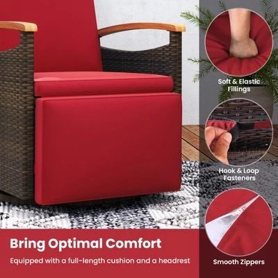 Tangkula Set Of 2 Outdoor 360° Swivel Rattan Recliner Chair Patio Wicker Chaise Lounge Chair 8 Tangkula Set Of 2 Outdoor 360° Swivel Rattan Recliner Chair Patio Wicker Chaise Lounge Chair - Image 6