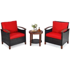 Tangkula 3-Piece Patio Rattan Bistro Set Acacia Wood Frame Sofa And Side Table 26 Tangkula 3-Piece Patio Rattan Bistro Set Acacia Wood Frame Sofa And Side Table -Tangkula GUEST 6850ffd4 62c2 40d5 8f5d e533efad68f7