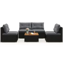 Tangkula Set Of 5 Rattan Sofa Set Outdoor Wicker Furniture Set W/Seat & Back Cushions Square Coffee Table Patio Sofa Set Gray 21 Tangkula Set Of 5 Rattan Sofa Set Outdoor Wicker Furniture Set W/Seat & Back Cushions Square Coffee Table Patio Sofa Set Gray -Tangkula GUEST 68eeebc4 b7da 444d a639 35ed50595f28
