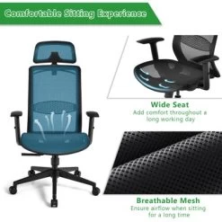 Tangkula High Back Mesh Office Chair Ergonomic Executive Chair Swivel Computer Task Chair W/ Headrest Black/ Gray -Tangkula GUEST 699f5d07 c3a7 4676 a9a7 f7befe01ccc0
