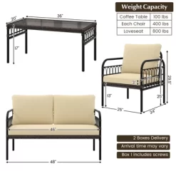 Tangkula 4PCS Furniture Set Outdoor Wicker Conversation Bistro Set W/ Soft Cushions Patio -Tangkula GUEST 69b9839d 9877 4b53 bc64 d84374de42d6