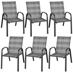 Tangkula 6PCS Outdoor PE Wicker Stacking Dining Chairs Patio Arm Chairs 21 Tangkula 6PCS Outdoor PE Wicker Stacking Dining Chairs Patio Arm Chairs -Tangkula GUEST 69cd392d 320f 4a1f a94b 6b33b7ef7442