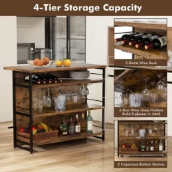 Tangkula Industrial Kitchen Island Bar Table 4-Tier Storage Shelf Drinks Rack Glass Holders -Tangkula GUEST 69d0e9de 27cd 4417 87e3 4b6d838ef21f