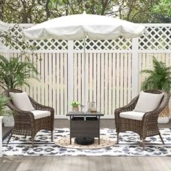 Tangkula Outdoor Wicker Table Rattan Coffee Table W/ Umbrella Insert Hole PE Tabletop & Sturdy Metal Frame -Tangkula GUEST 6a0411ae 3730 4fee 8389 c2d338665f38
