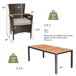 Tangkula 9PCS Rattan Patio Dining Set W/ 8 Stackable Cushioned Chairs Wooden Tabletop -Tangkula GUEST 6a17b9b0 e844 4011 9460 fe30af683e49