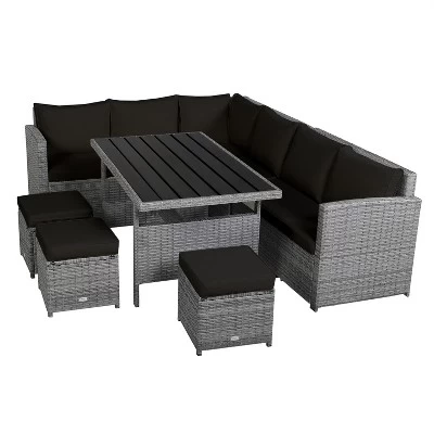 Tangkula Outdoor Wicker Coversation Set, 7 Piece, With Red/Turquoise/White/Black/Navy/Gray Cushions 11 Tangkula Outdoor Wicker Coversation Set, 7 Piece, With Red/Turquoise/White/Black/Navy/Gray Cushions - Image 9