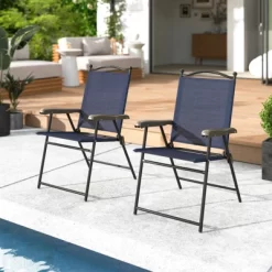 Tangkula Patio Folding Chairs Set Of 2 Outdoor Dining Chairs W/ Ergonomic Backrests & Armrests -Tangkula GUEST 6a2c14b1 54b0 4bee adb6 2e1c810eebd1