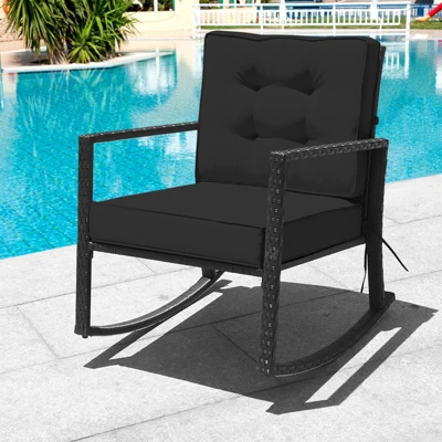 Tangkula Outdoor Wicker Rocking Chair Glider Rattan Rocker Recliner With Cushion 12 Tangkula Outdoor Wicker Rocking Chair Glider Rattan Rocker Recliner With Cushion - Image 10