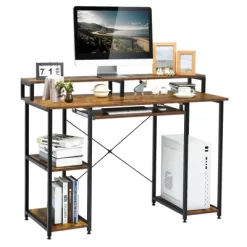 Tangkula Computer Desk Home Office Workstation W/Book Shelves For Working Studying Gaming, Rustic Brown -Tangkula GUEST 6a55d358 7a93 4066 a69f 4307fb36b959