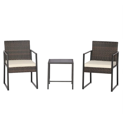 Tangkula 3PCS Patio Rattan Hand-Woven PE Wicker Bistro Set Outdoor Furniture Set W/ Table & Cushion 11 Tangkula 3PCS Patio Rattan Hand-Woven PE Wicker Bistro Set Outdoor Furniture Set W/ Table & Cushion - Image 9