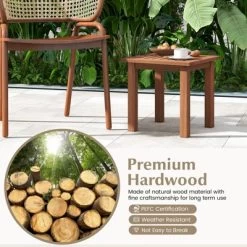 Tangkula 1PC/2PCS Patio Hardwood End Table Square Side Table With Slatted Tabletop Small Coffee Bistro Table Indoor Outdoor Side Table -Tangkula GUEST 6acd6e40 a481 4681 811a df347da5b0b4