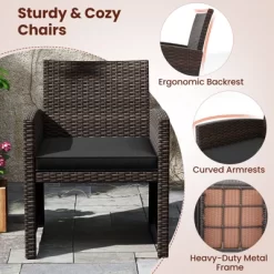 Tangkula 3 Piece Patio Wicker Dining Set 2 Rattan Chairs W/ Rectangle Tempered Glass Dining Table -Tangkula GUEST 6b09c6ed e3df 4e3a 9747 fcb3956a4776