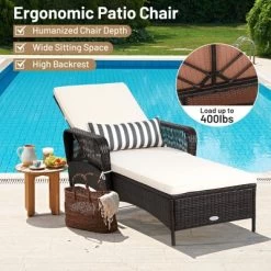 Tangkula Patio Chaise Lounge Chair Six-Position Adjustable Outdoor Recliner With Cushion & Pillow For Poolside Balcony Backyard 18 Tangkula Patio Chaise Lounge Chair Six-Position Adjustable Outdoor Recliner With Cushion & Pillow For Poolside Balcony Backyard -Tangkula GUEST 6b2a2ec2 20fe 4ef0 b549 af121062b16d