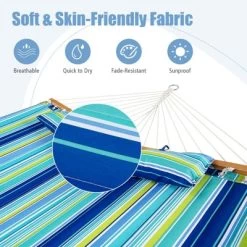 Tangkula Portable Hammock W/ Spreader Bars & Detachable Pillow Quick Dry & Water Proof Material Woven Cotton Rope Blue + Green/Light Blue + Yellow 15 Tangkula Portable Hammock W/ Spreader Bars & Detachable Pillow Quick Dry & Water Proof Material Woven Cotton Rope Blue + Green/Light Blue + Yellow -Tangkula GUEST 6b2e14f0 f67e 49c0 9d85 a20757aa8ae9