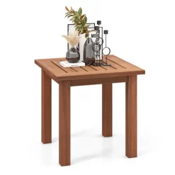 Tangkula 1PC/2PCS Patio Hardwood End Table Square Side Table With Slatted Tabletop Small Coffee Bistro Table Indoor Outdoor Side Table -Tangkula GUEST 6b7ffc9e f579 49db a844 76788c0096d5
