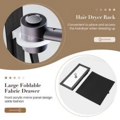 Tangkula 360° Swivel Jewelry Cabinet W/ Mirror Jewelry Storage Organizer Built-in Lights Black -Tangkula GUEST 6b99179c a7b2 4612 a323 7c980f667d16