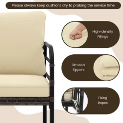 Tangkula 4PCS Furniture Set Outdoor Wicker Conversation Bistro Set W/ Soft Cushions Patio -Tangkula GUEST 6be344f7 35ac 461b 8225 11e125ae87fd