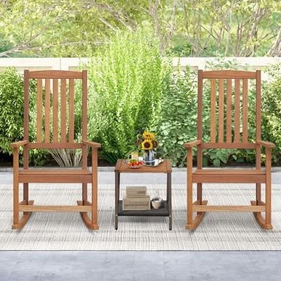 Tangkula 2PCS Rocking Chair High-Back Outdoor Rocker W/ Smooth Rocking Base For Backyard 3 Tangkula 2PCS Rocking Chair High-Back Outdoor Rocker W/ Smooth Rocking Base For Backyard