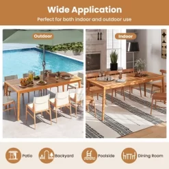 Tangkula Outdoor Acacia Wood Dining Table For 8 People 79” X 35” Rectangular Patio Bistro Table With Built-in Umbrella Hole Picnic Table For Porch -Tangkula GUEST 6c16e922 f281 4349 bf2f ea4661e93589