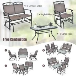 Tangkula 4PCS Outdoor Glider Chair & Table Set Patio Conversation Furniture Set -Tangkula GUEST 6c5316c1 5460 46d3 b34c 4ce20bc47dca