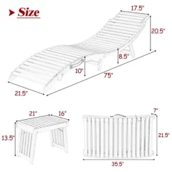 Tangkula 3 PCS Folding Eucalyptus Lounge Chair & Table Set W/ Double-sided Cushion -Tangkula GUEST 6c6240b8 7154 447e 87ae df1e16b146ed