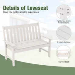 Tangkula 2-Person Outdoor Garden Park Bench All-Weather HDPE Patio Loveseat Chair With Cozy Backrest Ergonomic Loveseat Bench White -Tangkula GUEST 6c66891c 7d1e 43f6 84b3 0b8cf279e9ce