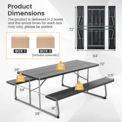 Tangkula Folding Picnic Table W/ 2 Benches 6 FT Camping Table Set W/ Metal Frame 20 Tangkula Folding Picnic Table W/ 2 Benches 6 FT Camping Table Set W/ Metal Frame -Tangkula GUEST 6c75ad40 a79e 459d 9d9c bbb06865df51