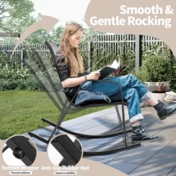 Tangkula 2pcs Patio Rocking Chair Heavy-Duty Metal Rocker Outdoor Anti-Slip Gray -Tangkula GUEST 6c8ddff9 341c 4f6e 8df6 60d497f6d3d8