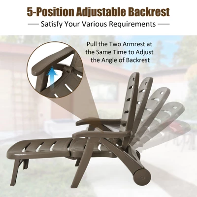 Tangkula 2 PCS Patio Chaise Lounge Chair 5-Position Folding Recliner For Beach Poolside Backyard 7 Tangkula 2 PCS Patio Chaise Lounge Chair 5-Position Folding Recliner For Beach Poolside Backyard - Image 5