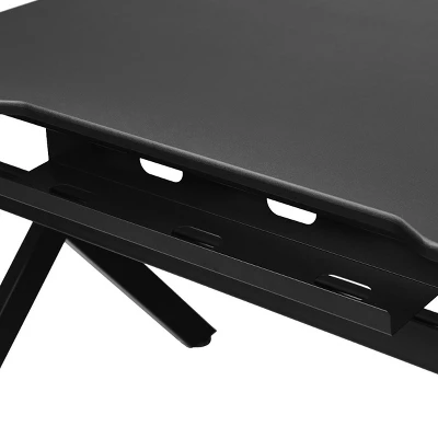 Tangkula K-Shape Gaming Desk Computer PC E-Sports Table W/ Cup Holder Hook Black 6 Tangkula K-Shape Gaming Desk Computer PC E-Sports Table W/ Cup Holder Hook Black - Image 4