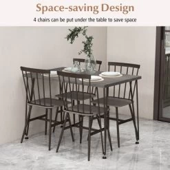 Tangkula 5PCS Dining Table Set For 4 Rectangular Kitchen Table & 4 Chairs W/ Metal Frame Grey Oak -Tangkula GUEST 6d91b18b 8dd3 4415 8eb3 40fb48ad52e5