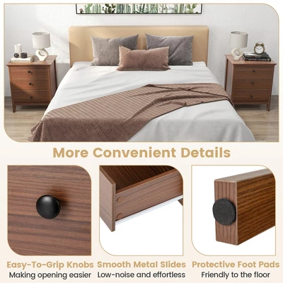 Tangkula 3-Drawer Nightstand Wooden Bedside Table Modern Side End Table Walnut 7 Tangkula 3-Drawer Nightstand Wooden Bedside Table Modern Side End Table Walnut - Image 6