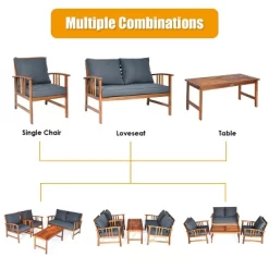 Tangkula 4pcs Wooden Patio Furniture Set Table & Sectional Sofa Garden -Tangkula GUEST 6dcb0ad1 3a89 4d20 9ee2 4bf51a50f9e4