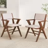 Tangkula Wooden Dining Chair Set Of 2 W/ Rubber Wood Frame Padded Seat & Back Armrests