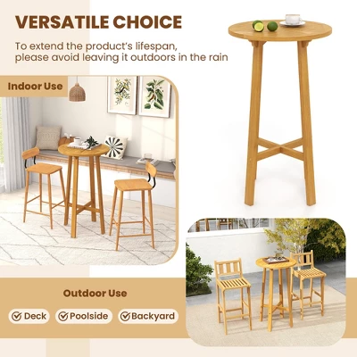 Tangkula 24" Bar Height Table W/ Footrest Patio Bistro Table For Indoors Outdoors 4 Tangkula 24" Bar Height Table W/ Footrest Patio Bistro Table For Indoors Outdoors - Image 2