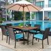 Tangkula 7- Piece Patio Dining Furniture Set Acacia Wood And Wicker Dining Table Armchairs Navy/Red/White/Turquoise 2 Tangkula 7- Piece Patio Dining Furniture Set Acacia Wood And Wicker Dining Table Armchairs Navy/Red/White/Turquoise -Tangkula GUEST 6e495ca7 95bc 40ff 8c31 a3e6b67d8df7