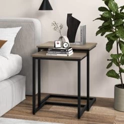 Tangkula 3 Pcs Nesting Coffee End Table Set Stacking Side Nightstand Living Room -Tangkula GUEST 6e687eca be79 4239 aa86 fb4357bfc183