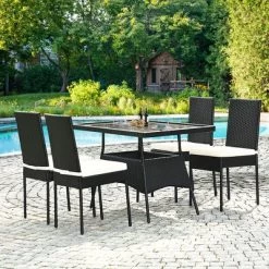 Tangkula 5PCS Patio Wicker Dining Set Outdoor Rattan Furniture Set W/ Cushion -Tangkula GUEST 6e6c8823 5c00 4680 b8e2 7d6828e38355