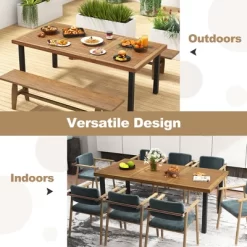 Tangkula 8-Person Dining Table 79" W/ 1.9" Umbrella Hole Acacia Wood Adjustable Foot Pads 15 Tangkula 8-Person Dining Table 79" W/ 1.9" Umbrella Hole Acacia Wood Adjustable Foot Pads -Tangkula GUEST 6f3742cb e945 4711 8a38 9878afc7a92c
