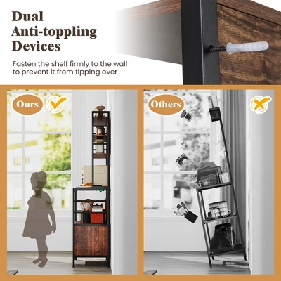 Tangkula 67" Bakers Rack W/ Power Outlet Coffee Bar Cabinet W/ S-Shaped Hooks 9 Tangkula 67" Bakers Rack W/ Power Outlet Coffee Bar Cabinet W/ S-Shaped Hooks - Image 7