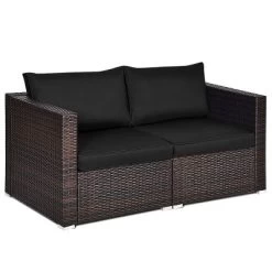 Tangkula 2-Piece Patio Wicker Corner Sofa Set Rattan Loveseat With Removable Cushions -Tangkula GUEST 6fb016be c4b5 44cd 9327 838f8d11b37b