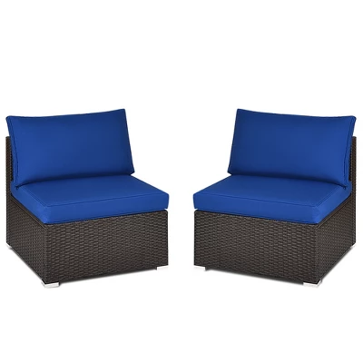 Tangkula 2PCS Patio Sectional Armless Sofas Rattan Furniture Set Outdoor W/ Cushions 12 Tangkula 2PCS Patio Sectional Armless Sofas Rattan Furniture Set Outdoor W/ Cushions - Image 10