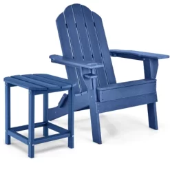 Tangkula 2 PCS Patio Folding Adirondack Chair Side Table Cup Holder HDPE Navy -Tangkula GUEST 703b3671 7f31 40c7 b9b5 01a4811c1647