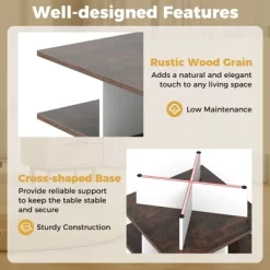 Tangkula 2-Tier Square Coffee Table 24" Living Room Center Table With 4 Storage Compartments -Tangkula GUEST 703d9452 3c34 4731 87db 091d95bcd425