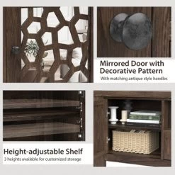 Tangkula 55" Retro TV Stand Media Entertainment Center W/ Mirror Doors & Drawer Brown -Tangkula GUEST 7059506f 0a40 4099 b5e7 16ca30257e79