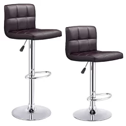 Tangkula Modern Square PU Leather Adjustable Swivel Barstools,Set Of 2 -Tangkula GUEST 705d2c77 8280 494f 8ef2 53640a10abdc