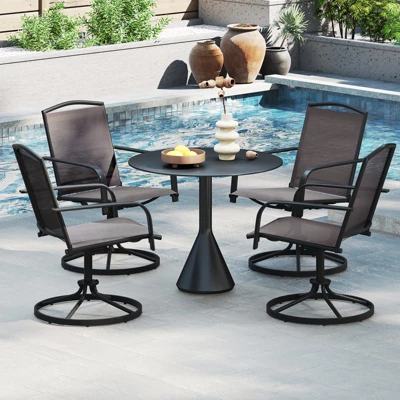Tangkula Patio Swivel Chairs Set Of 4 W/ High Back & Round Metal Base For Backyard 3 Tangkula Patio Swivel Chairs Set Of 4 W/ High Back & Round Metal Base For Backyard