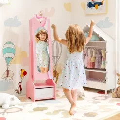 Tangkula Kids Jewelry Cabinet W/ Full-Length Mirror 2 Adjustable Tilt Angles Drawer Pink 11 Tangkula Kids Jewelry Cabinet W/ Full-Length Mirror 2 Adjustable Tilt Angles Drawer Pink -Tangkula GUEST 70f417a8 ec8c 4b33 8fc2 88d9e0ffc293