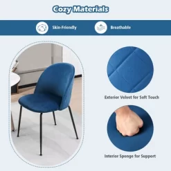 Tangkula Dining Chair Set Of 4 Upholstered Velvet Chair Set W/ Metal Base For Living Room -Tangkula GUEST 71560325 29ea 4c86 af0d 7226e25afdf5